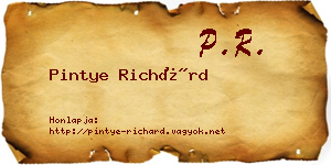 Pintye Richárd névjegykártya